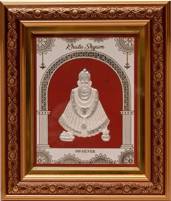 Khatu Shyam Ji standing in royal attire within an arch